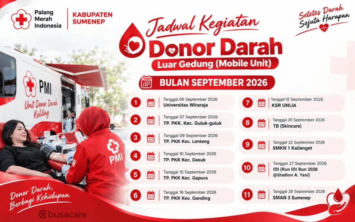 Mobil Unit Donor Darah PMI Sumenep Siap Layani Masyarakat Sepanjang September 2026