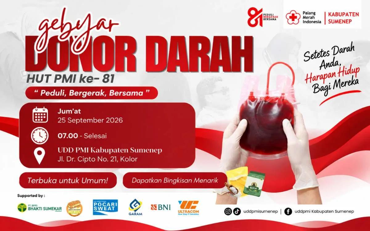 PMI Sumenep Gelar Gebyar Donor Darah HUT Ke-81, Ajak Warga Berbagi Harapan