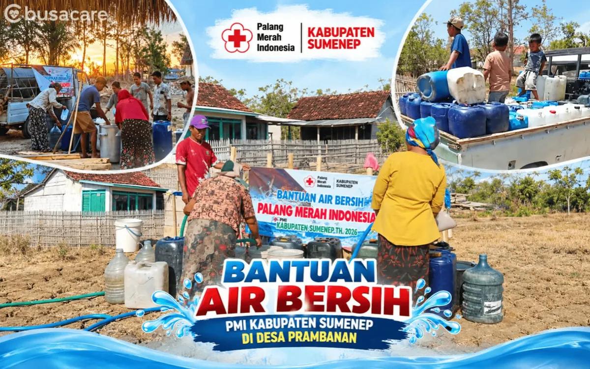 Menembus Terik Kemarau, PMI Sumenep Salurkan Air Bersih untuk 693 Warga Gayam Kepulauan Sepudi
